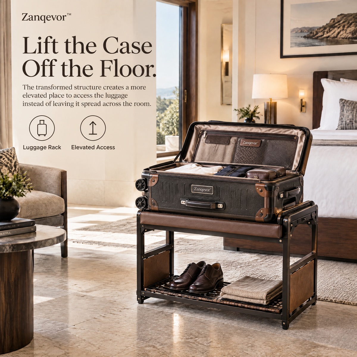 Zanqevor™ Convertible Luggage Valet Bench