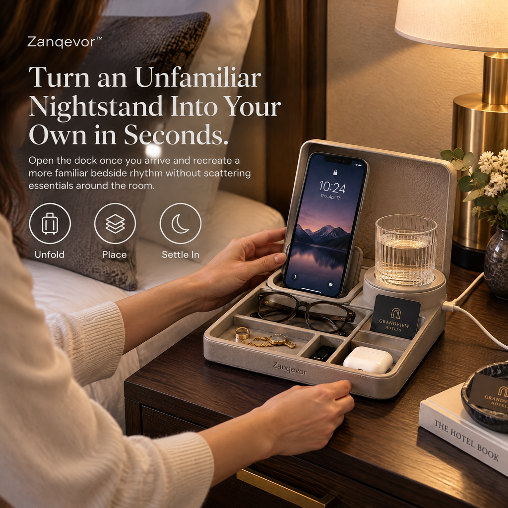 Zanqevor™ Portable Hotel Nightstand Dock