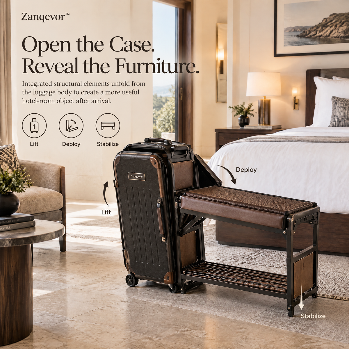 Zanqevor™ Convertible Luggage Valet Bench